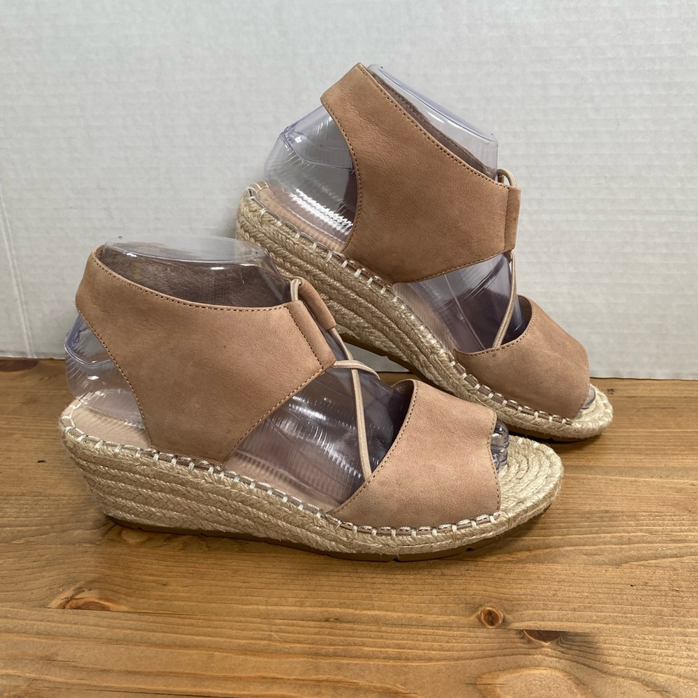 Eileen Fisher Agnes Women’s Size 7.5 Espadrille Wedge Nubuck Leather Tan